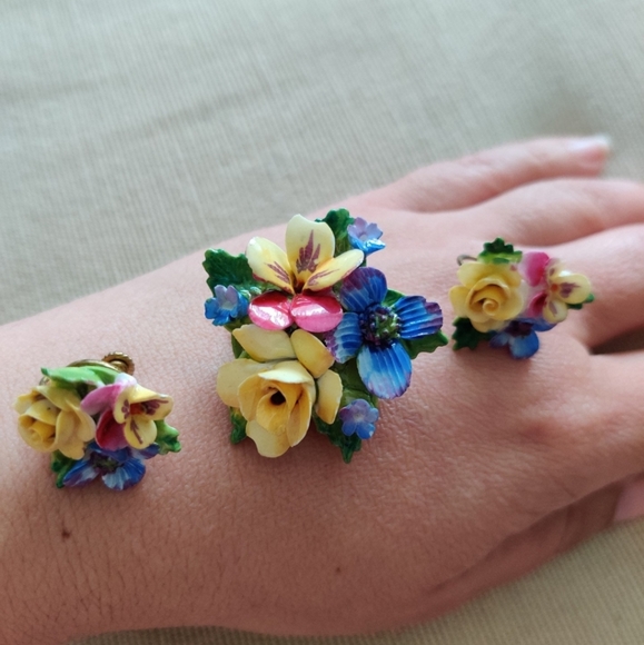 🇨🇦 Antique Staffordshire Crown jewelry set - Picture 10 of 16